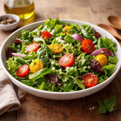 Mixed green salad with tomatoes