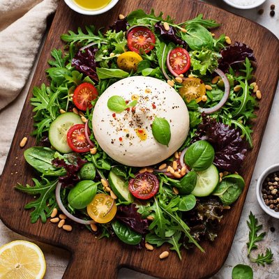 Mixed greens with burrata