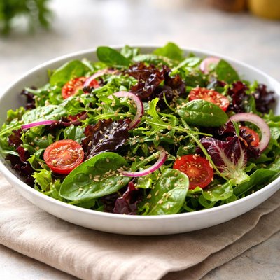 Mixed greens with dressing
