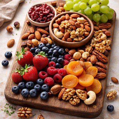 Mixed nuts and fruit