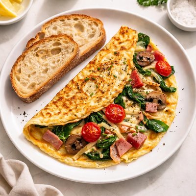Mixed omelette with bread