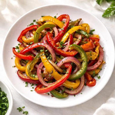 Mixed peppers and onions