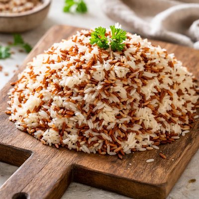 Mixed red brown and white rice