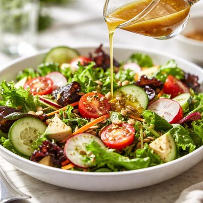 Mixed salad with dressing
