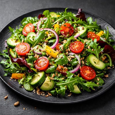 Mixed salad with seeds