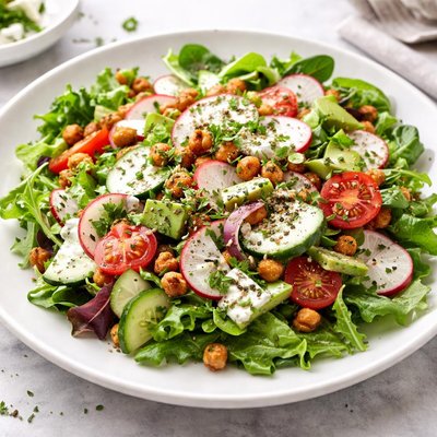 Mixed salad with yogurt dressing
