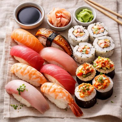 Mixed seafood sushi