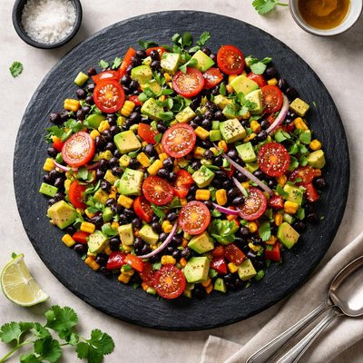 Mixed vegetable salad with beans and corn