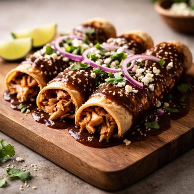 Mole chicken enchiladas