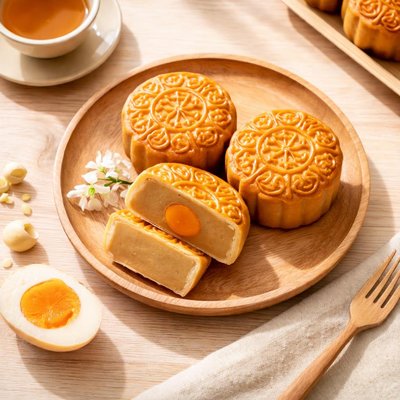 Mooncake with lotus paste and salted egg yolk