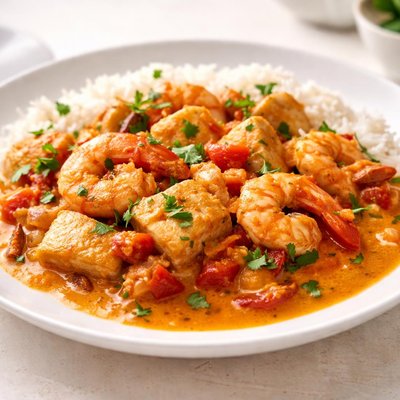 Moqueca de peixe e camarao