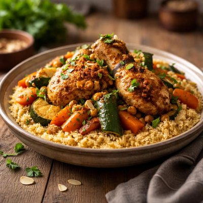 Moroccan couscous with chicken