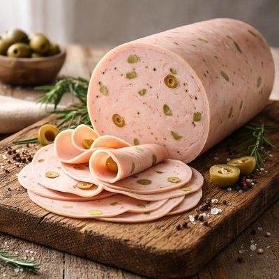 Mortadela con pavo y aceitunas