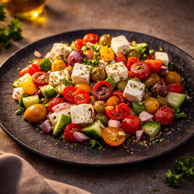 Mosaic greek salad