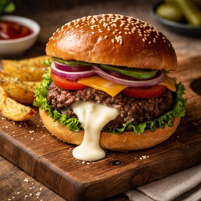 Mozzarella stuffed hamburger
