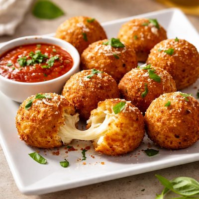 Mozzeralla and basil arancini balls