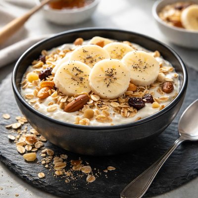 Muesli with banana slices