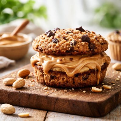 Muffin peanut butter sandwich
