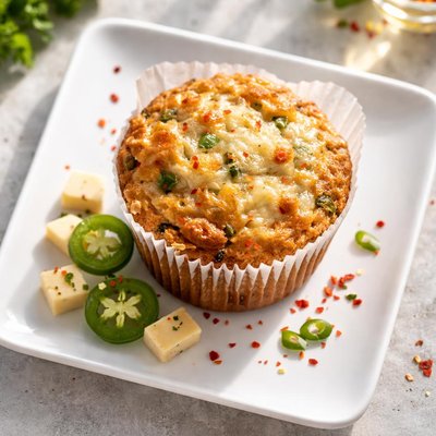 Muffin with pepper jack cheese