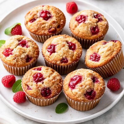 Muffins with raspberries
