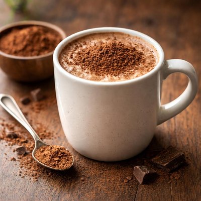 Mug with cocoa powder