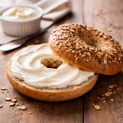 Multi grain bagel with cream cheese dunkin