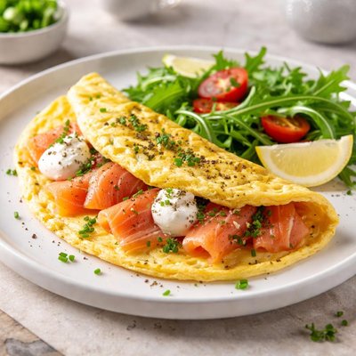 Muse cafe smoked salmon omlette