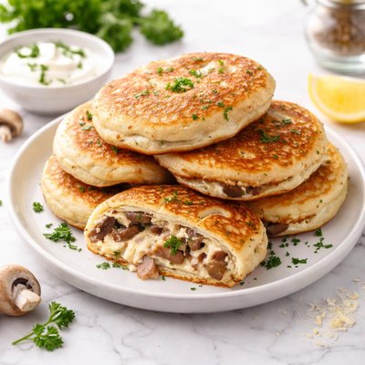 Mushroom and cheese pancakes