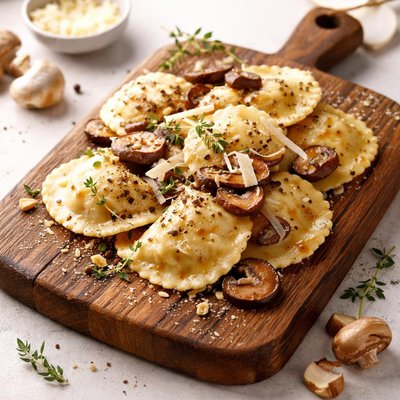 Mushroom and cheese ravioli