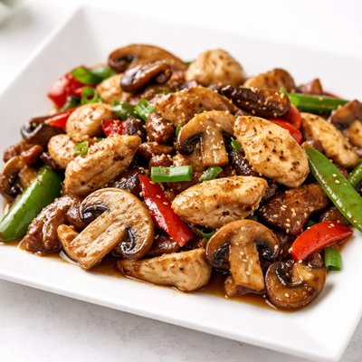 Mushroom and chicken stir-fry