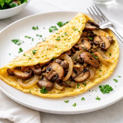 Mushroom and onion omelette
