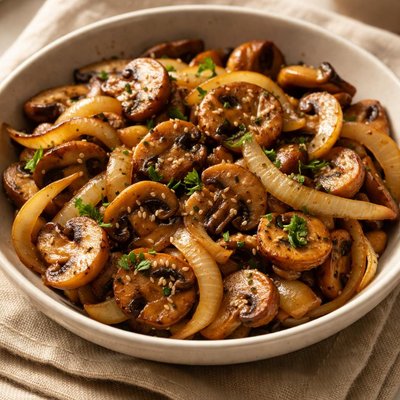 Mushroom and onion stir-fry