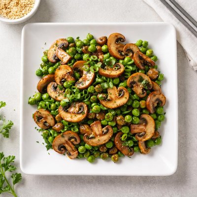 Mushroom and pea stir-fry