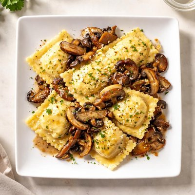 Mushroom and polenta ravioli