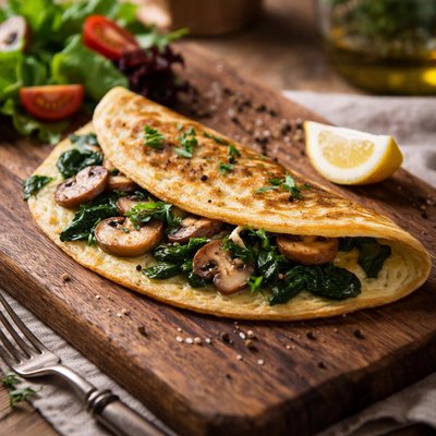 Mushroom and spinach omlette