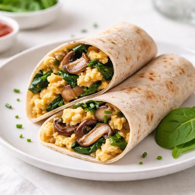 Mushroom ans scrambled egg wrap