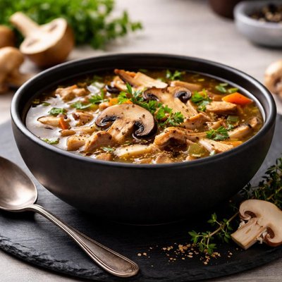Mushroom bone broth soup
