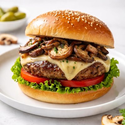 Mushroom cheeseburger