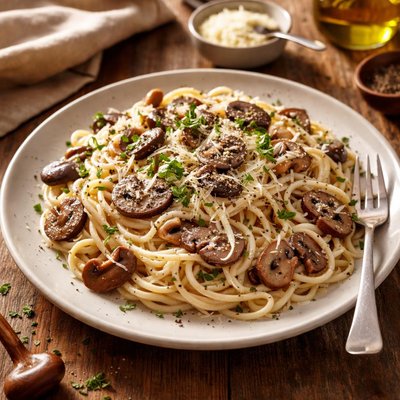 Mushroom cream spaghetti