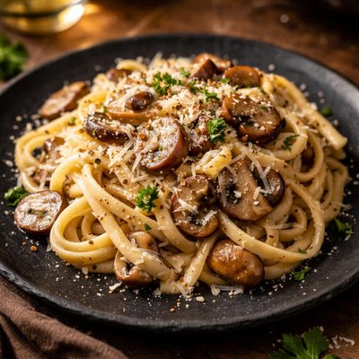 Pasta cremosa de champiñones