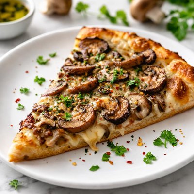 Mushroom pizza slice