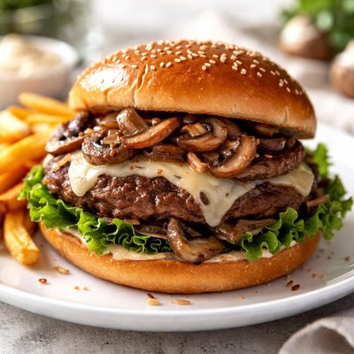 Mushroom swiss burger