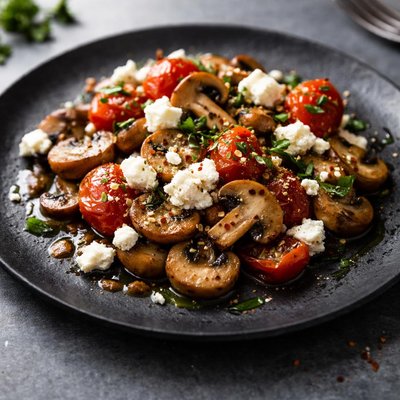 Mushroom tomato goat cheese