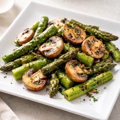 Mushrooms and asparagus