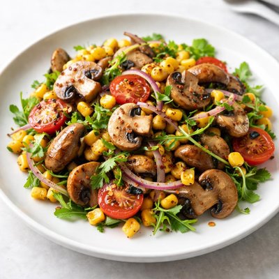 Mushrooms and corn salad