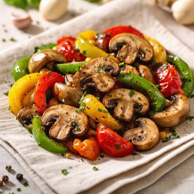 Mushrooms and peppers