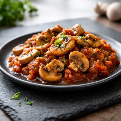 Mushrooms in tomato sauce