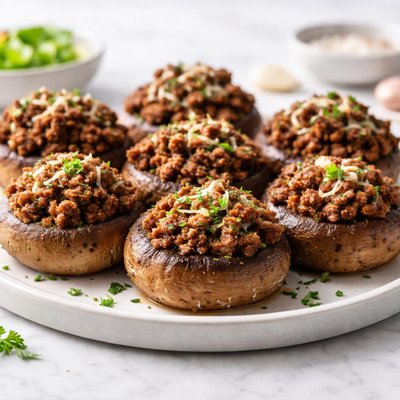 Mushrooms with ground meat