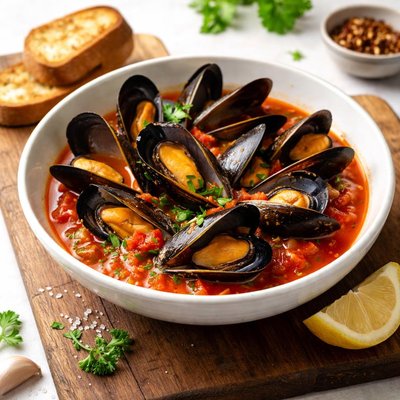Mussels in tomato broth