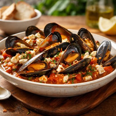 Mussels saganaki
